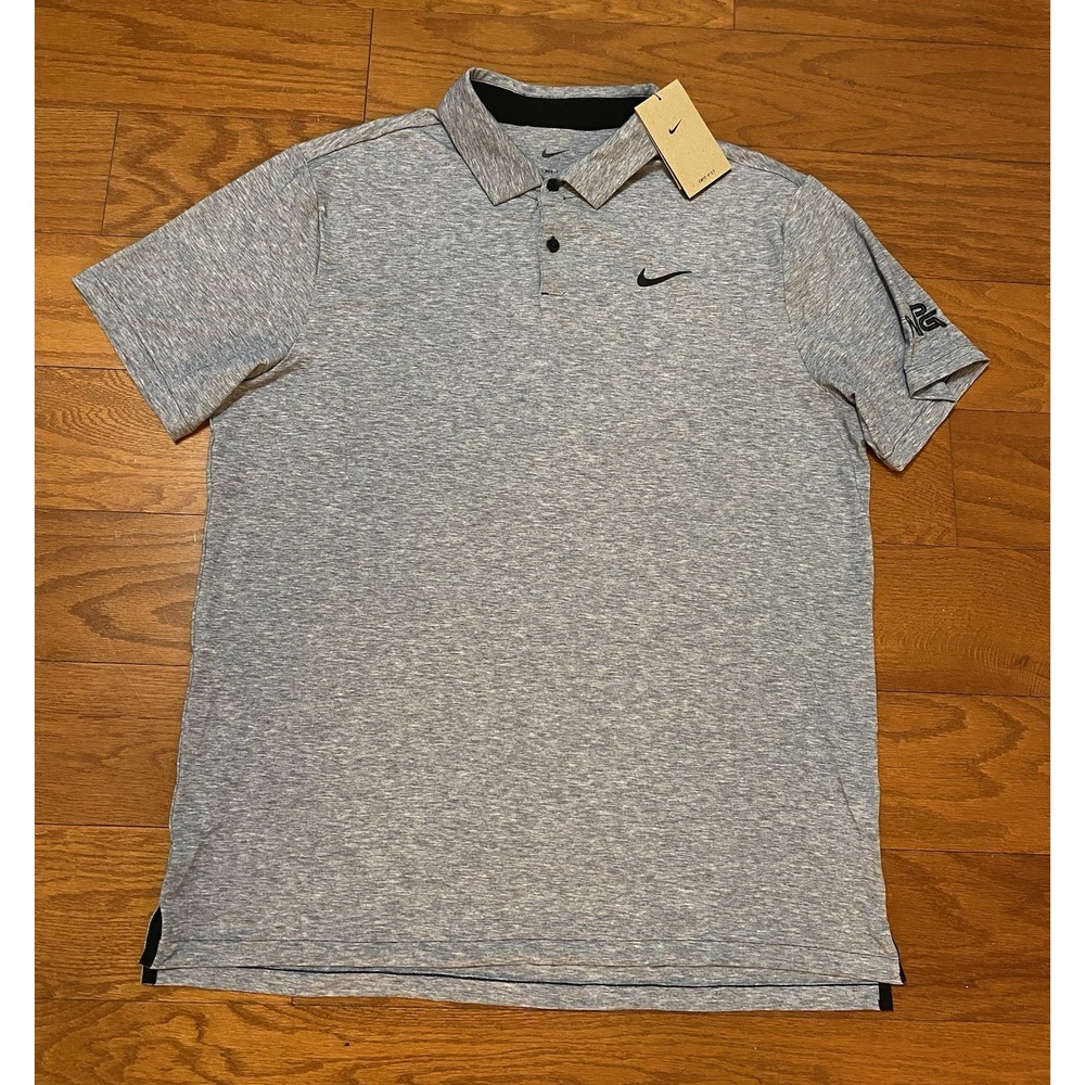 Nike Dri-FIT Polo Men's Large Gray DV3123-410 Short Sleeve NPG Logo New! NWT